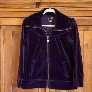 Style & Co. Royal Purple Full Zip Velour Sweat Jacket Sz. MP
